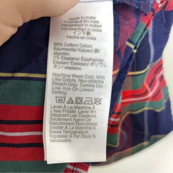 J. CREW Factory Plaid Cotton Poplin Smocked Tiered Midi Dress Red Blue {RR24} - Picture 6 of 8